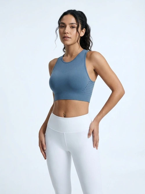 Slimming Racerback Sports Bra for Women with Fixed Cups and Breathable Fit