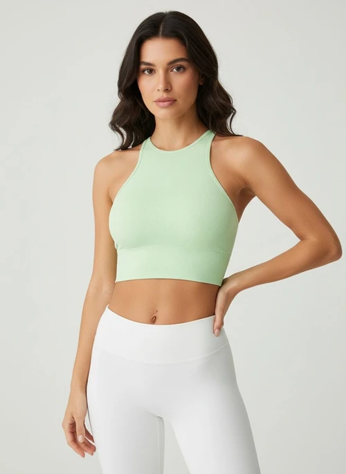 Shock-Absorbing Halter Neck Yoga Bra for Women with a Slimming Fit