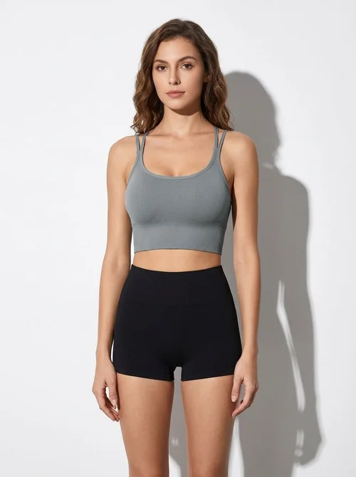 Reggiseno da yoga imbottito push-up snellente per donna, traspirante e con supporto per il fitness.