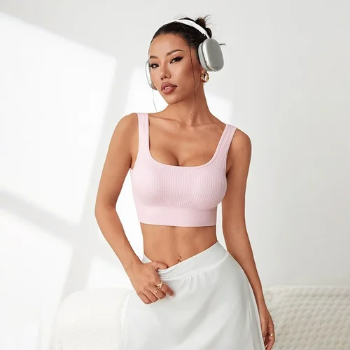 Stoßdämpfender, rückenfreier Sport-BH für Damen mit figurformender Push-up-Passform