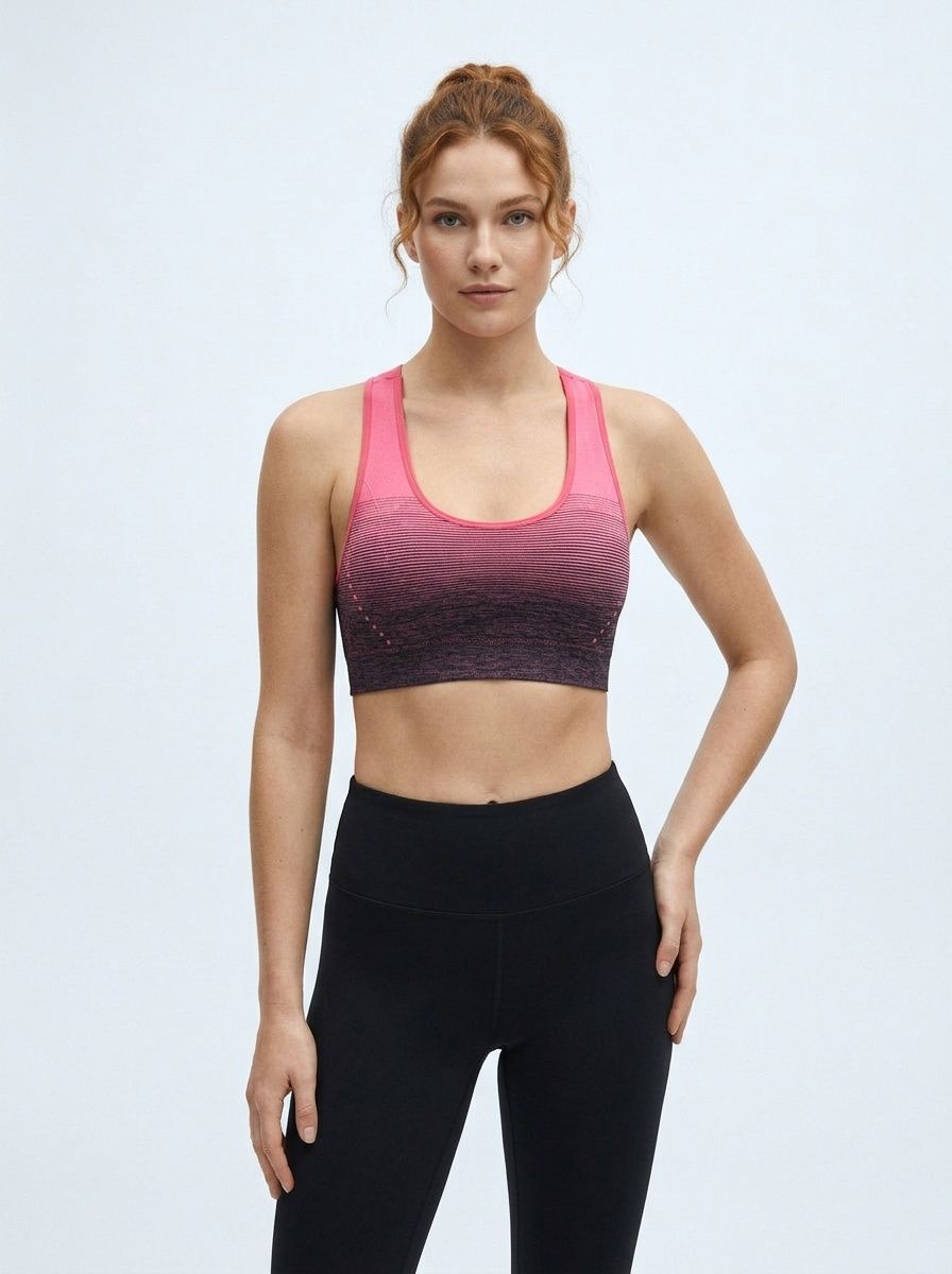 Shock-Absorbing Racerback Slimming Sports Bra for Women with Moisture-Wicking Gradient Style