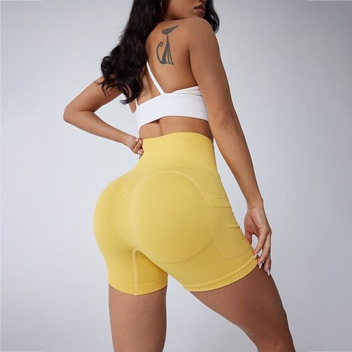 Pantaloncini da yoga a vita alta, traspiranti e snellenti, per donna, con effetto contenitivo sull'addome.