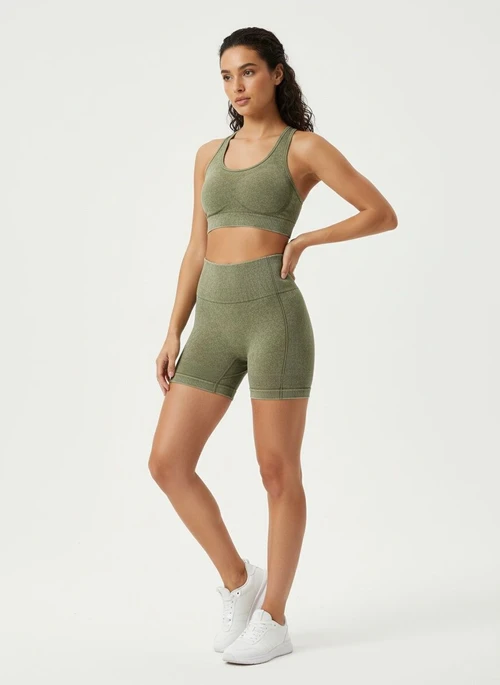 Fitnessshorts met hoge taille, sneldrogend en afslankend, in S-vorm, voor dames