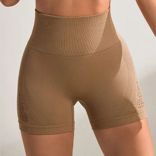 Hochgeschnittene, figurformende Yoga-Shorts im Batik-Look für Damen mit sexy S-förmiger Passform
