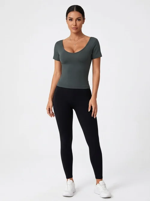 T-shirt da donna ultra sottile e traspirante, snellente, ideale per l'estate, il fitness e lo sport casual.
