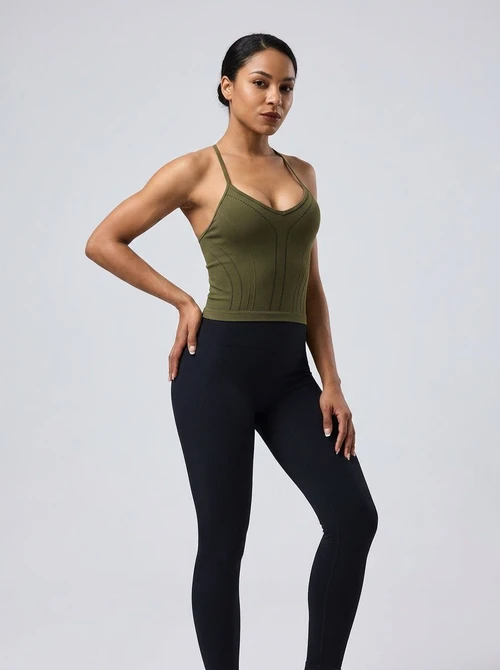 Slim Fit Sexy Yoga Vest with Built-in Pads for Women