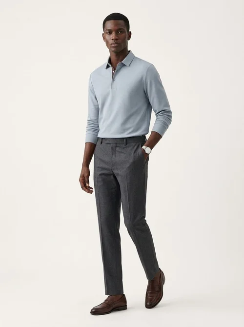 Men's Long-Sleeve Collared Polo Shirt