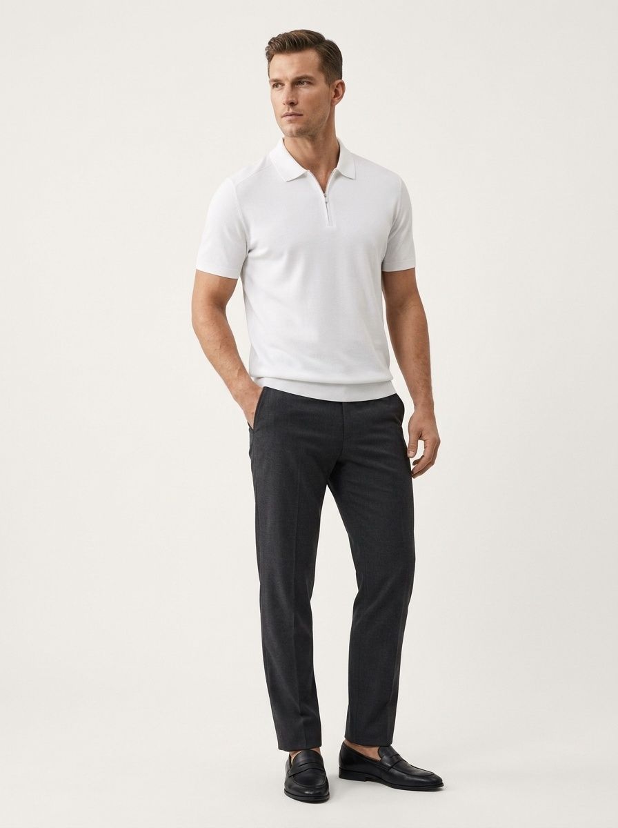 Men's Quarter-Zip Short-Sleeve Polo Shirt