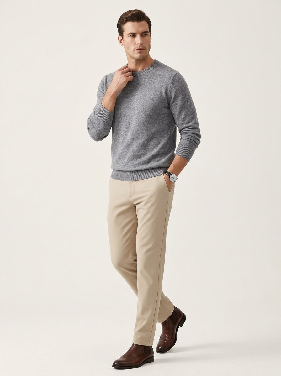 Men's Classic Crewneck Long Sleeve Knit Sweater