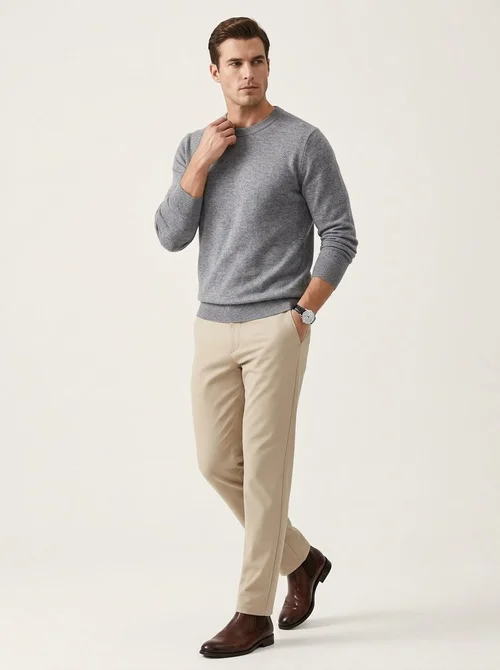 Men's Classic Crewneck Long Sleeve Knit Sweater