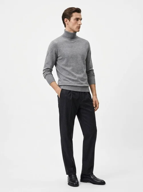 Men's Classic Ribbed Turtleneck Knit Pullover Sweater