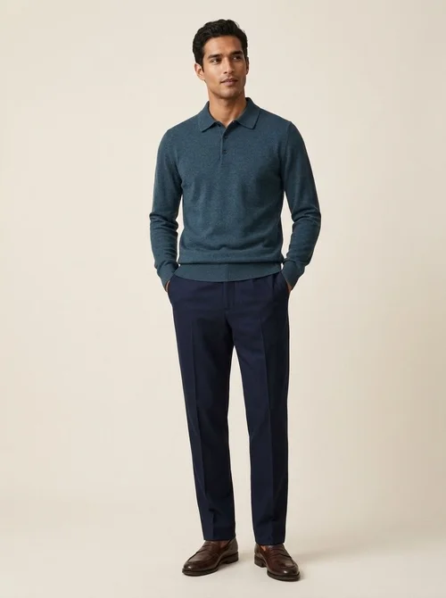 Men's Long-Sleeve Polo Shirt Sweater
