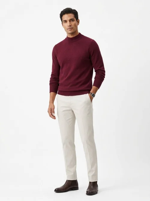 Men's Mock Neck Long Sleeve Knit Sweater