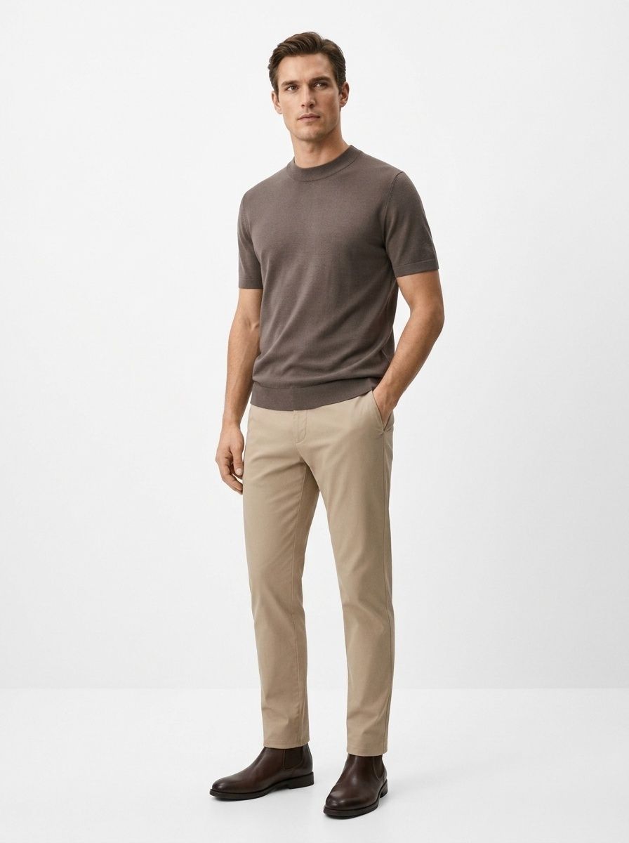 Men's Fine Knit Short-Sleeve Crewneck T-Shirt
