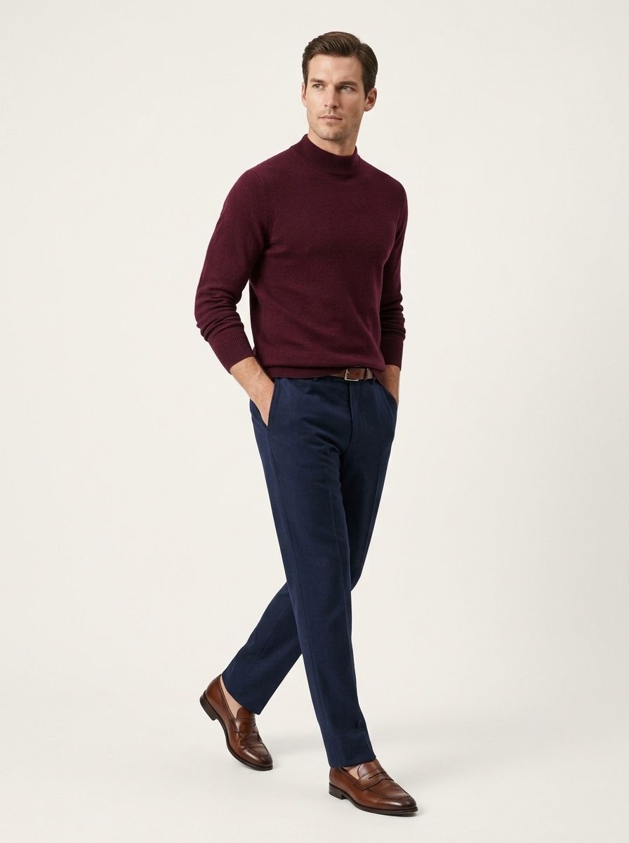Men's Ribbed Mock Neck Knit Sweater