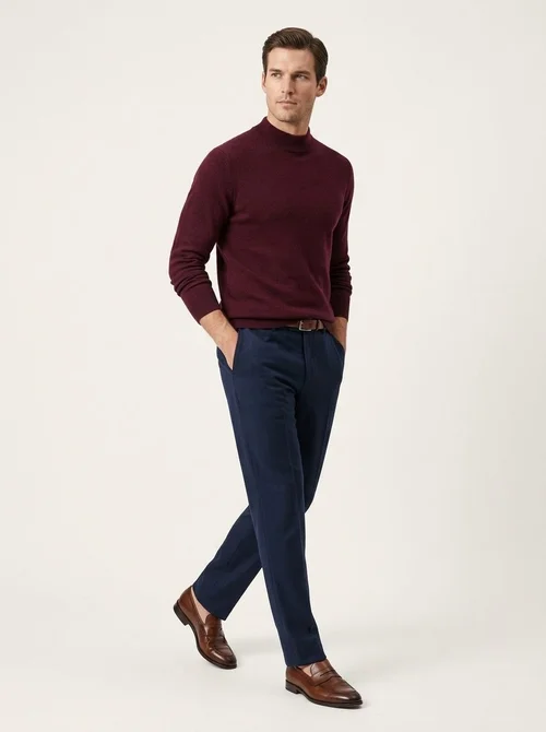 Men's Ribbed Mock Neck Knit Sweater