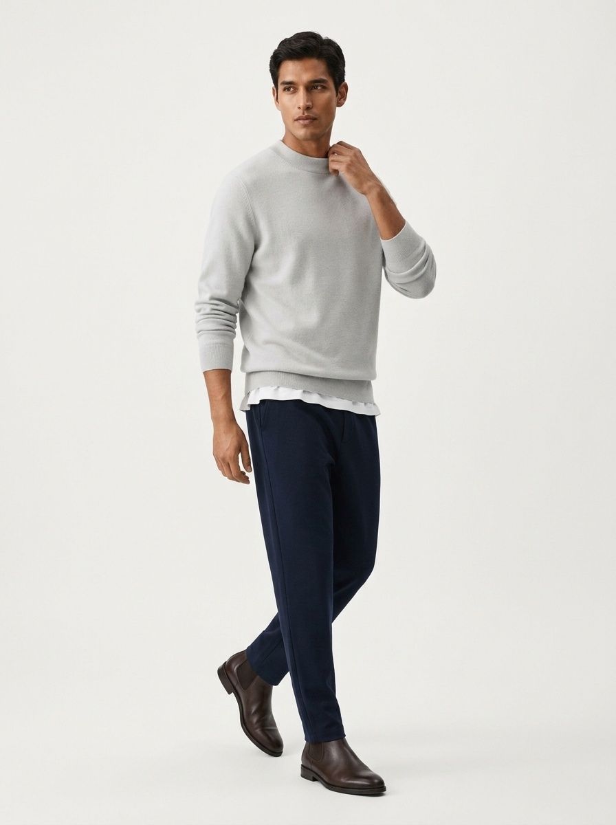 Men's Mock Neck Long Sleeve Thermal Knit Sweater