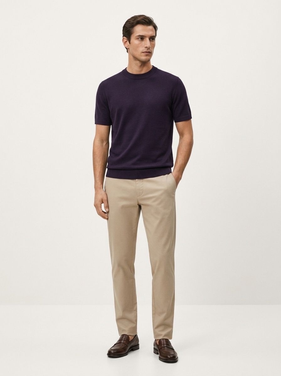 Men's Short Sleeve Crewneck Knit T-Shirt