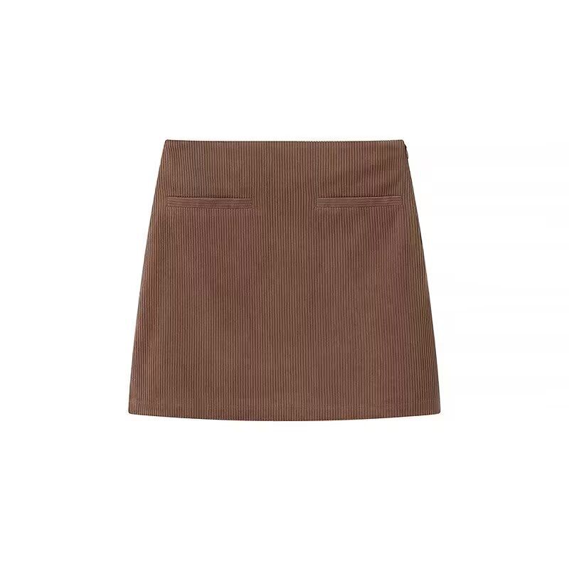 Jupe trapèze en velours côtelé - Modèle polyvalent KUN-00036