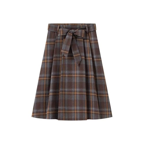 Plaid Pleated Skirt with Belt KUN-00003