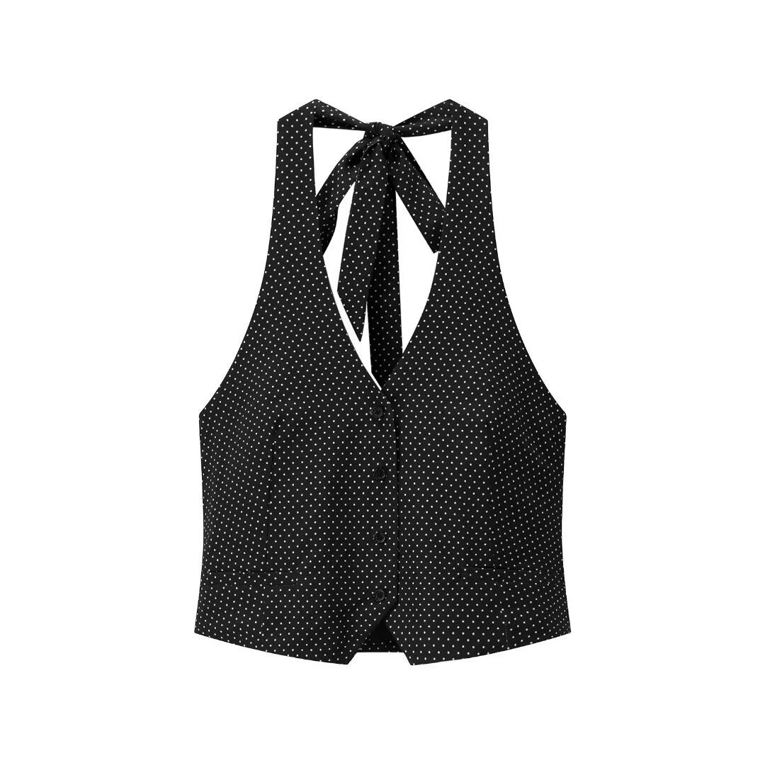 Camiseta de tirantes de lunares - Chaleco sin mangas de moda KUN-00011