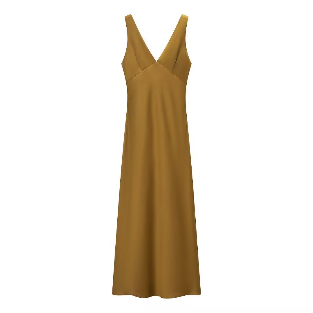 Silk Satin Midi Dress - Elegant & Versatile KUN-00111