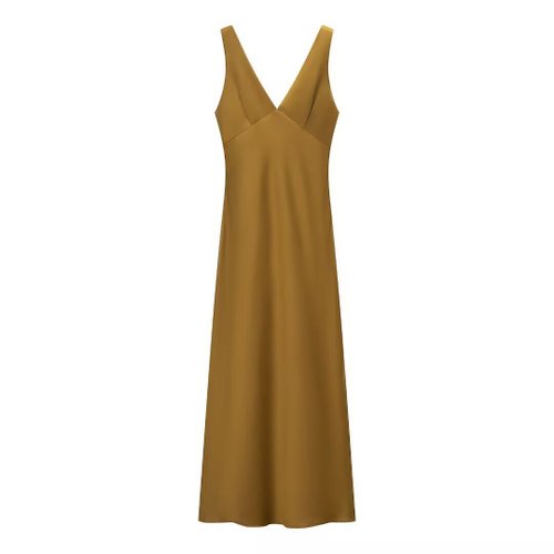 Silk Satin Midi Dress - Elegant & Versatile KUN-00111