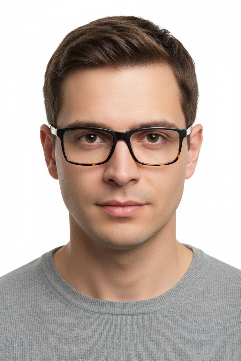 Rectangular Tortoiseshell Acetate Glasses #BS1902-0023