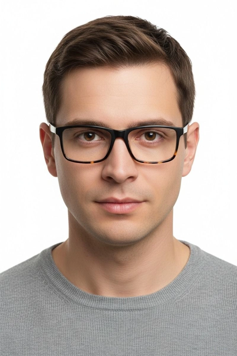 Rectangular Tortoiseshell Acetate Glasses #BS1902-0023