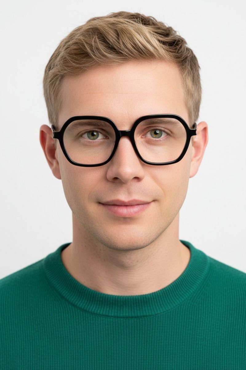 Geometric Black Acetate Glasses #BS1902-0049