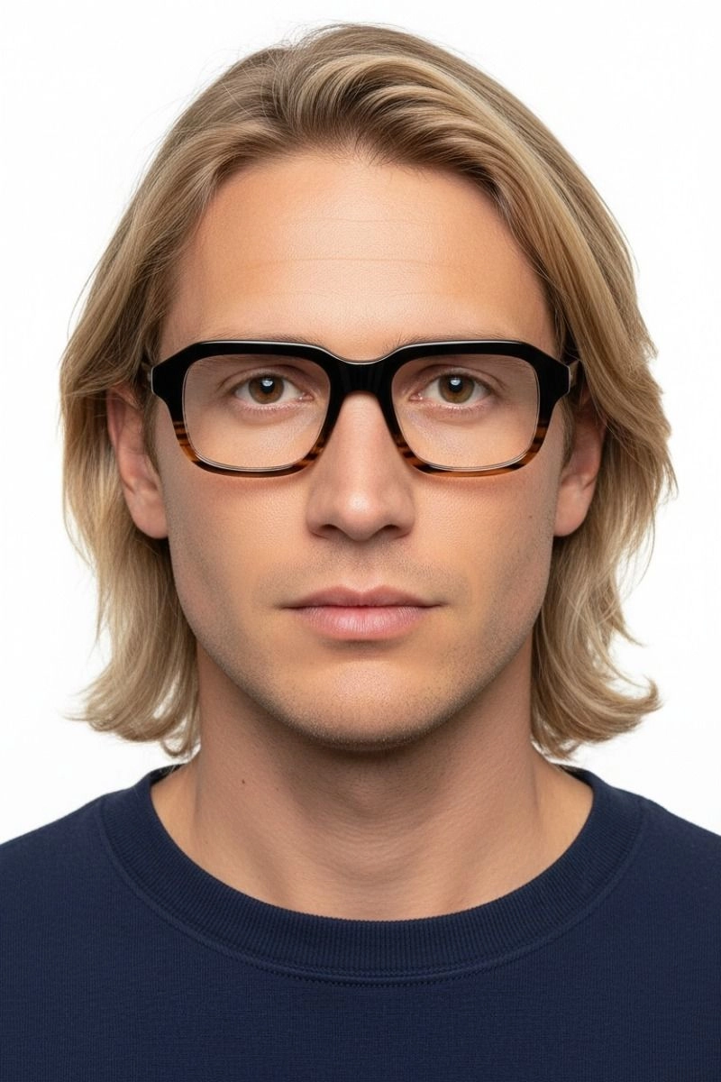 Lunettes rectangulaires en acétate écaille de tortue #BS1902-0096