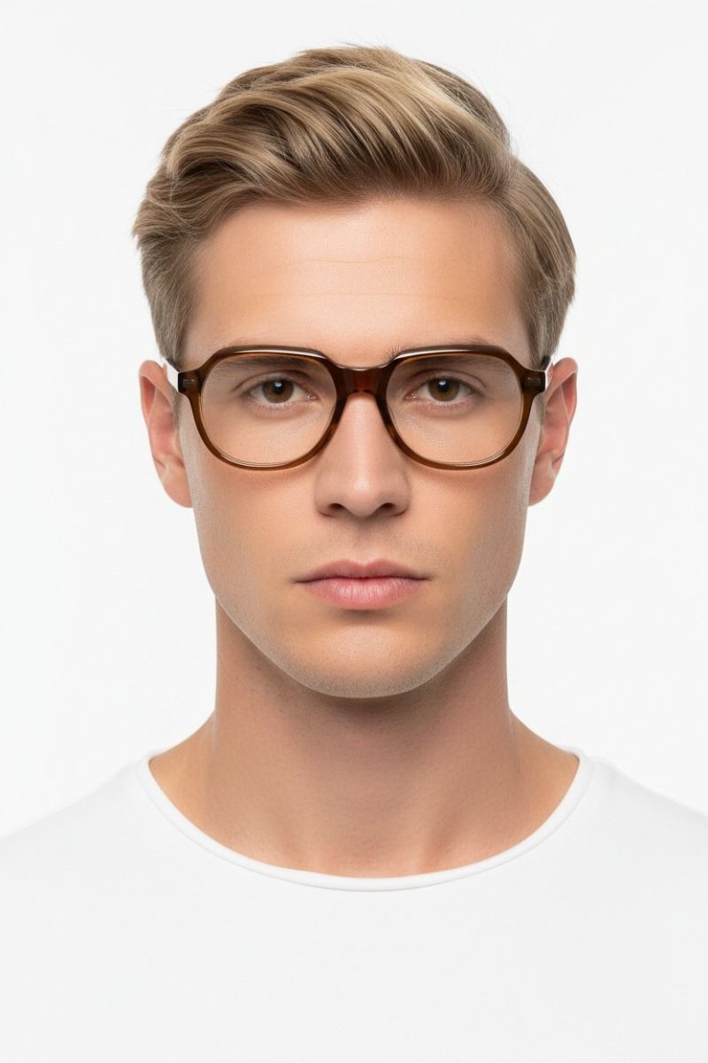 Oval Brown Acetate Glasses #BS1902-0103