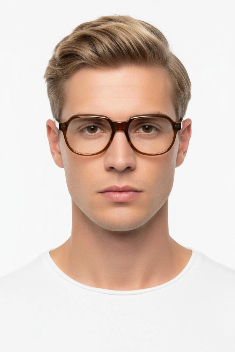 Oval Brown Acetate Glasses #BS1902-0103