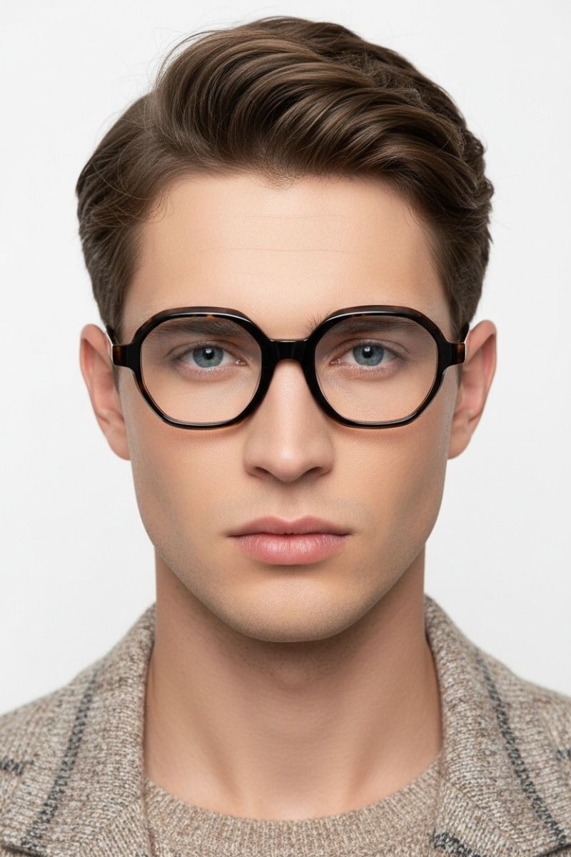 Lunettes en acétate à motif écaille de tortue géométrique #BS1902-0109