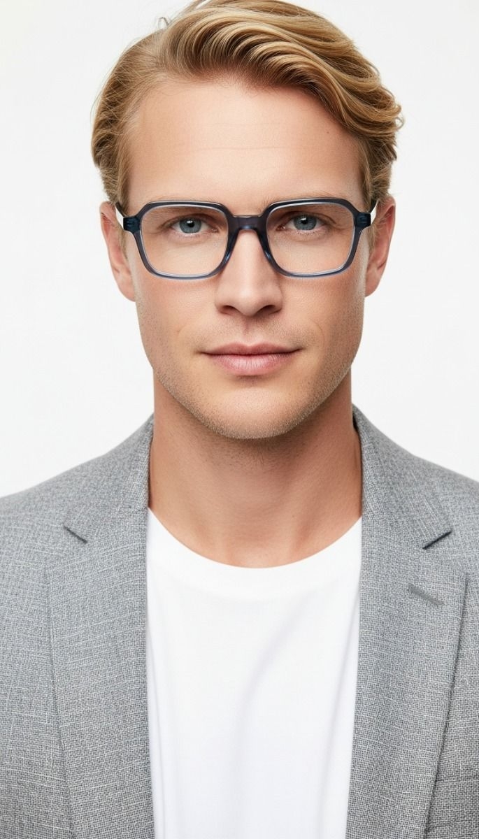 Rectangular Blue Acetate Glasses #BS1902-0147