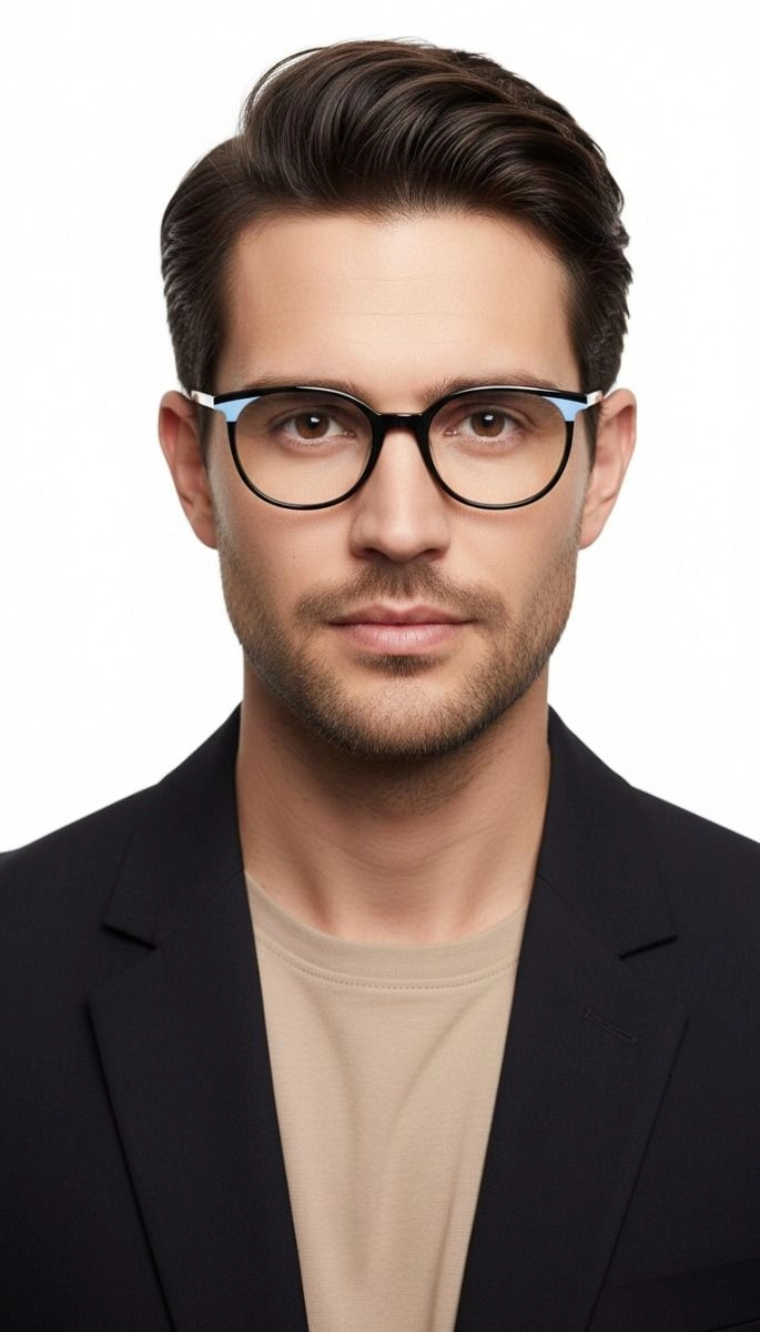 Oval Black Acetate Glasses #BS1902-0179