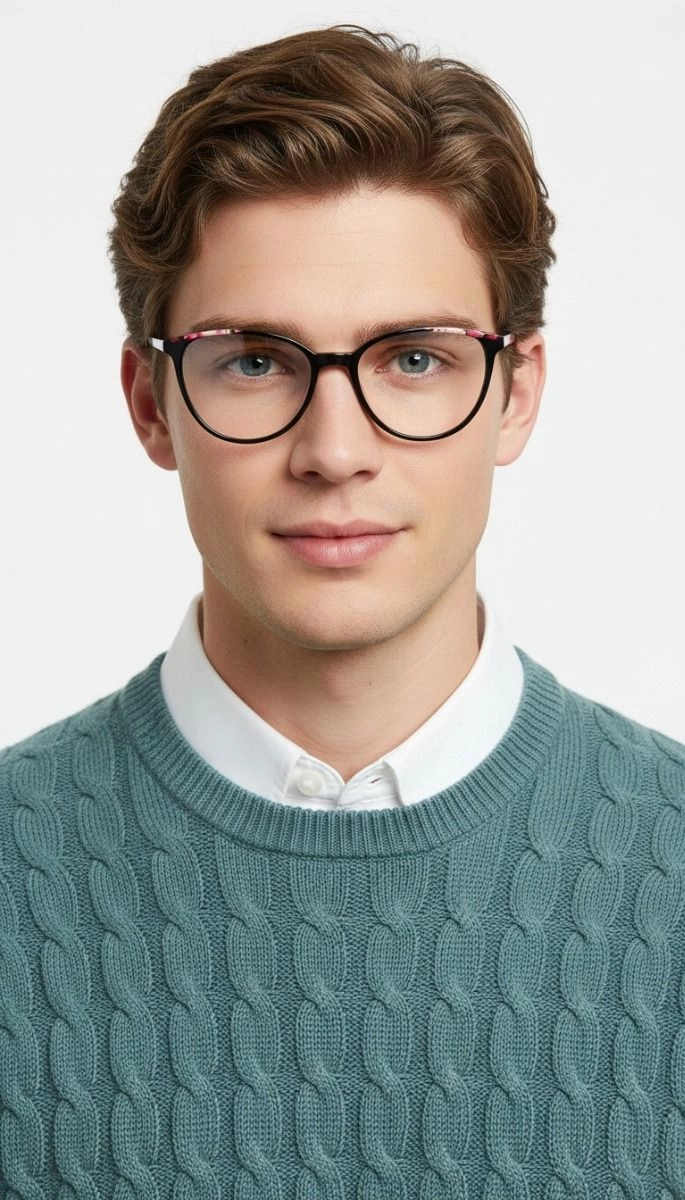 Schmetterlingsbrille aus schwarzem Acetat #BS1902-0183