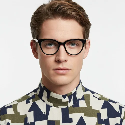 Lunettes ovales en acétate noir #BS2012-0667