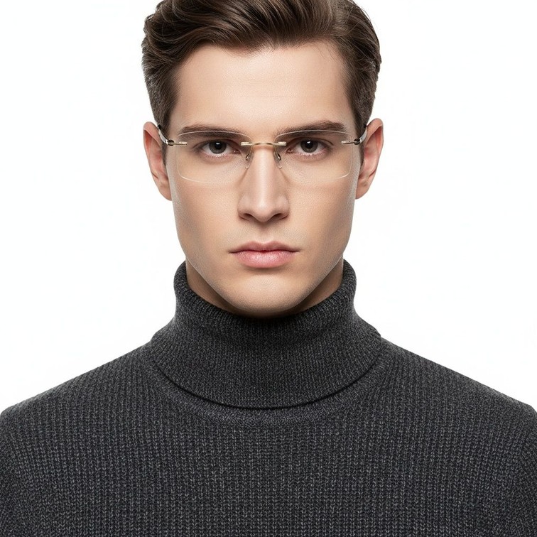 Gafas invisibles de metal dorado #BS2012-0888