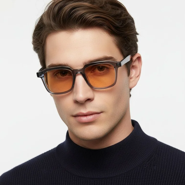 Lunettes de soleil rectangulaires en plastique violet #BS2503-0167