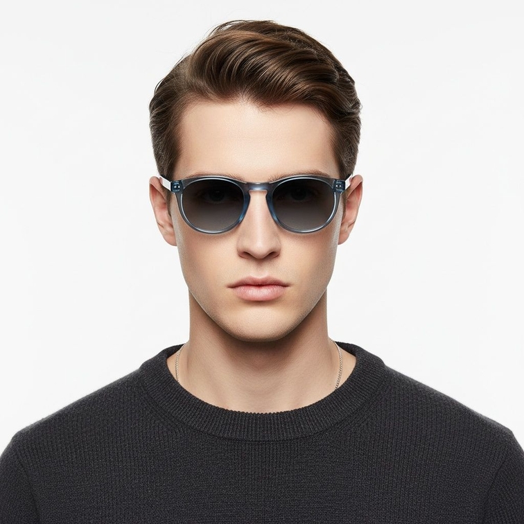 Ovale blauwe plastic zonnebril #BS2503-0176