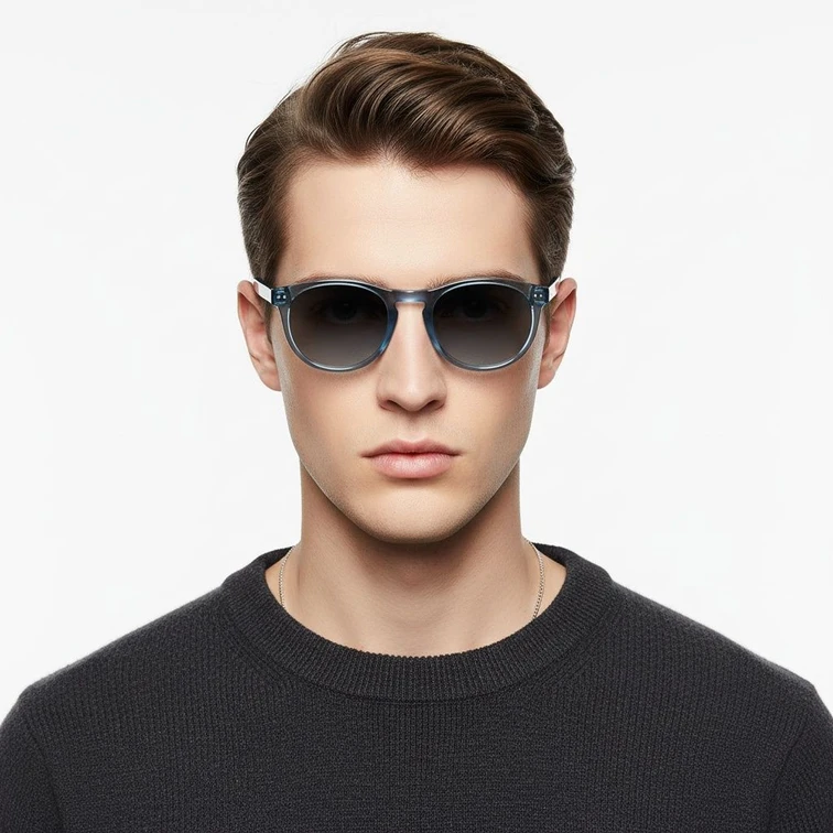 Oval Blue Plastic Sunglasses #BS2503-0176