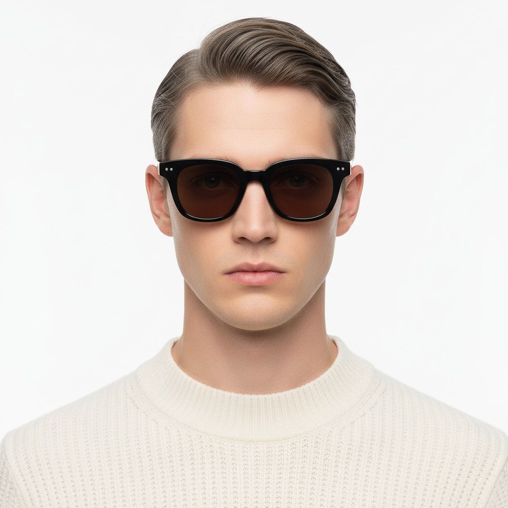 Rectangular Black Plastic Sunglasses #BS2503-0186