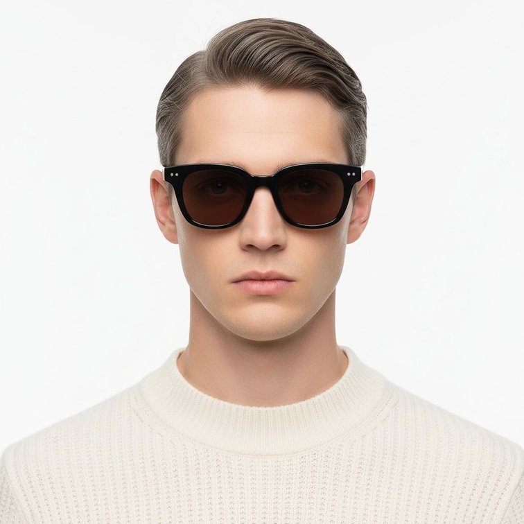 Rechteckige Sonnenbrille aus schwarzem Kunststoff #BS2503-0186