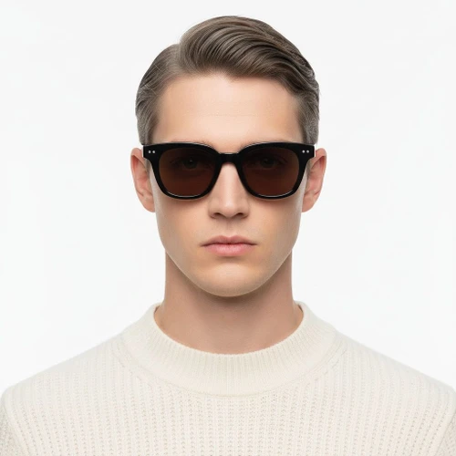 Rectangular Black Plastic Sunglasses #BS2503-0186