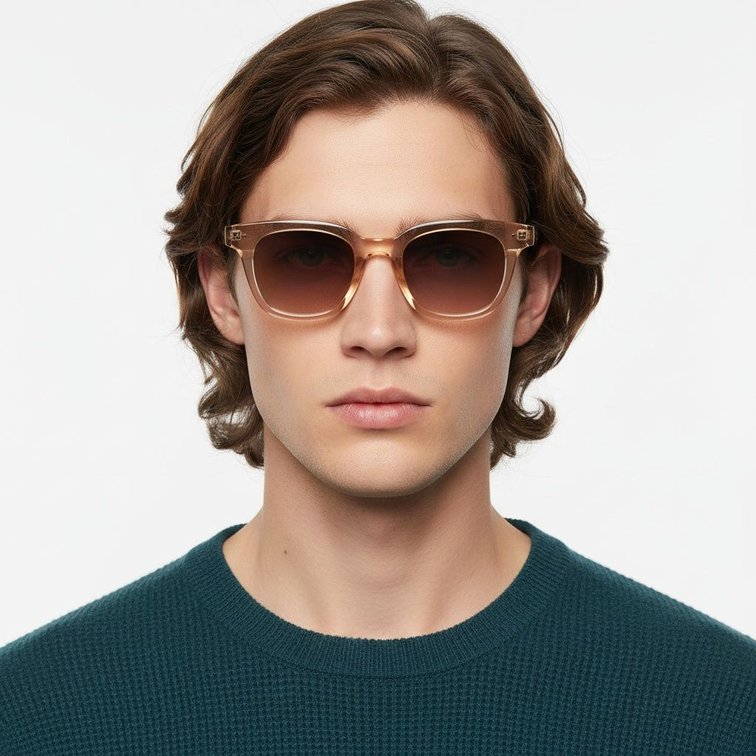 Rectangular Brown Plastic Sunglasses #BS2503-0187