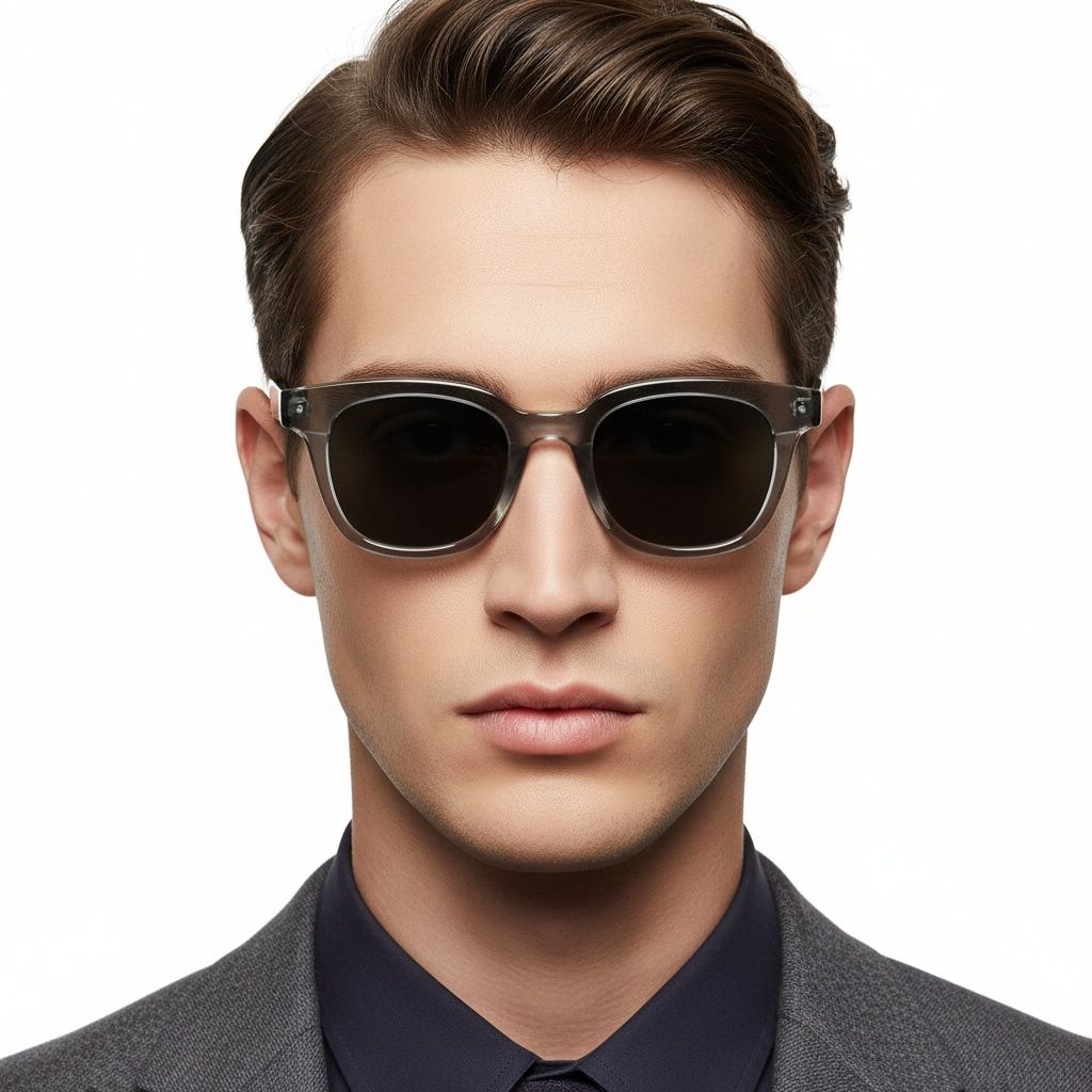 Rectangular Grey Plastic Sunglasses #BS2503-0190