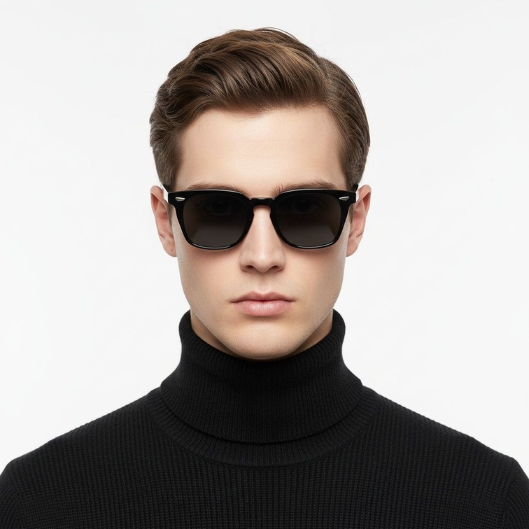 Rectangular Black Plastic Sunglasses #BS2503-0191