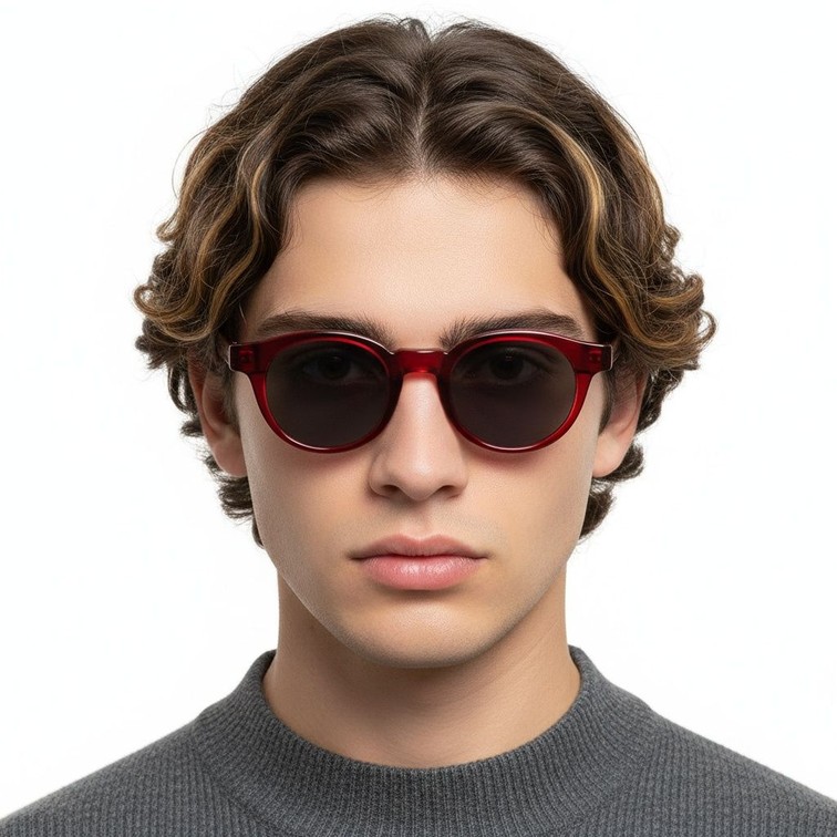 Oval Red Plastic Sunglasses #BS2503-0221