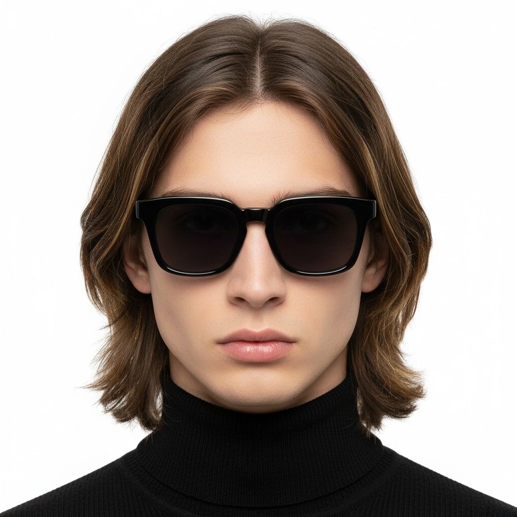 Rectangular Black Plastic Sunglasses #BS2503-0231